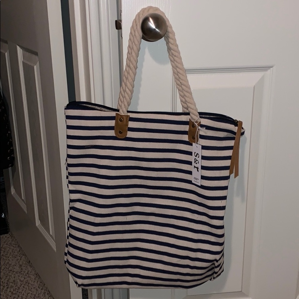 Summer & Rose Navy Blue Stripe Tote